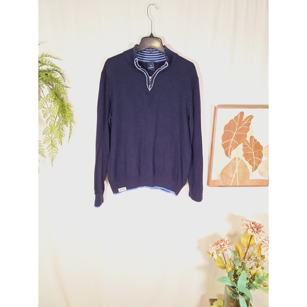 TailorByrd Men's 1/3" Zipper Navy Blue Sweater XL